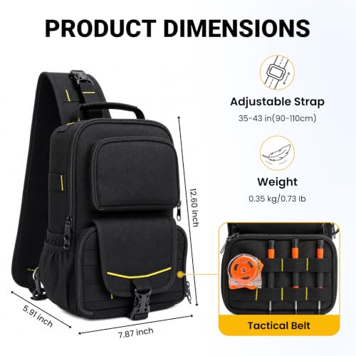 FamilyKit Electrician Tool Bag, Compact HVAC Tool Pouch for Technicians Black
