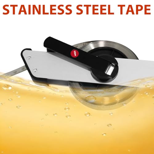 Oil Gauging Tape,20m/65Ft Oil Tank Gauging Tape,Stainless Steel Sounding Tape Measure with 240g Brass Plumb Bob 20m/65Ft