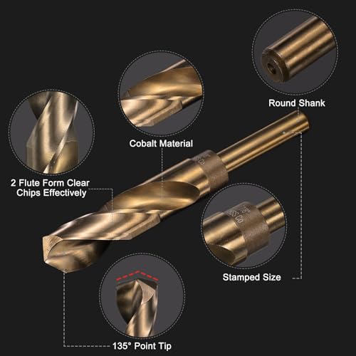 uxcell 3pcs 7/8" M35 Cobalt Twist Drill Bits, High-Speed Steel Jobber Drill Bit for Stainless Steel, Hardened Metal, Cast Iron, Aluminum, Copper, Soft Alloy Steel, Wood, Plastic 7/8" 3