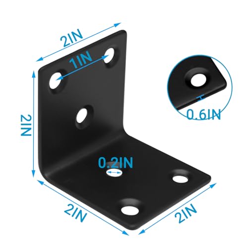 40Pcs Stainless Steel Angle Brackets 1.5"x1.5" Black L Brackets for Wood