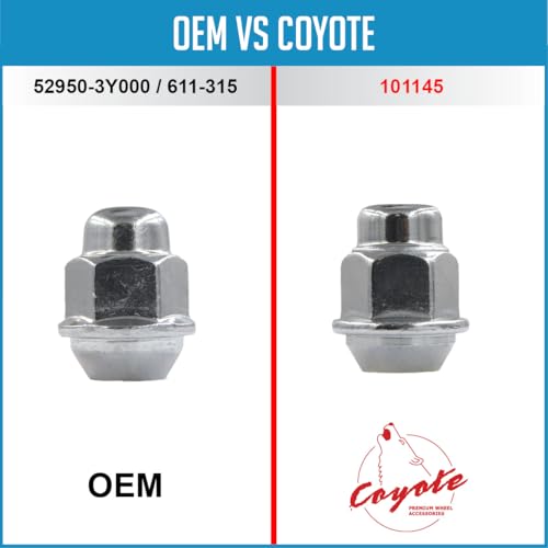 Wheel Accessories Parts 20 pcs M12x1.5 12x1.5 Thread OEM Style Lug Nuts 1.38" Long Chrome 13/16" 21mm Hex Hex Fits Hyundai Elantra Ioniq Sonata Tucson ｜ Kia Forte Soul 52950-3Y000 ｜ 611-315