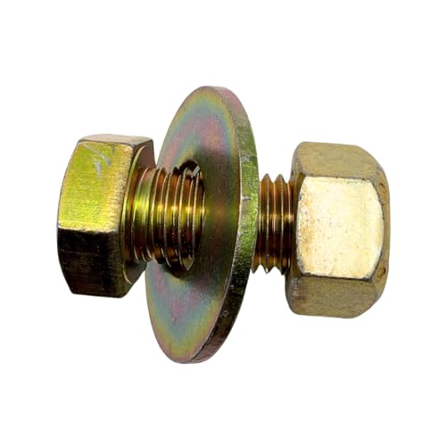 3/4"-10 x 1-1/2" Grade 8 Bolts (4-Pack) – Heavy-Duty Hex Bolts Includes USS Flat Washers & All Metal Prevailing Torque Lock Nuts – High-Strength SAE J429 1.5" Coarse Thread Yellow Zinc Bolts, All-Metal Lock Nuts 4