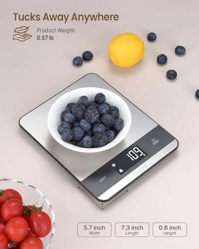 RENPHO Digital Kitchen Scale, 7 Units, Stainless Steel, High Precision