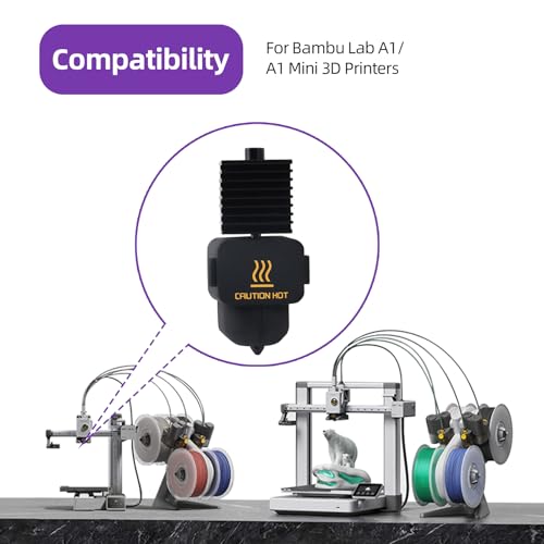 IdeaFormer 2pcs 0.4 mm A1/A1 Mini Hotend for Bambulab, 0.4 mm Hardened Steel Nozzle Hot End Kit A1 Extruder Hotend Set for Bambu Lab A1/A1 Mini
