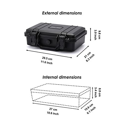 CASOMAN 11.5-Inch Water-Proof & Explosion-Proof Box, with Cush- Proof Sponge, IP67 Water Proof Grade, Customizable Foam 11.5" X 8.3" X 3.9"