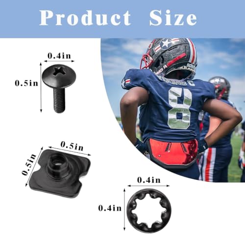 16pcs Set Football Backplates Screws Hardware, Metallic Chicago Screws Include Truss Head Slotted Fasteners Washers Gaskets Suitable for Adults and Teenagers