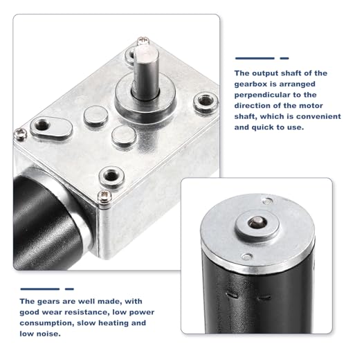 sourcing map DC 12V 10 RPM Reversible Worm Geared Motor Reducer Motor 8mm D Shape Shaft High Torque Gear Box Reduction Electric Motor for Sweepers, Printers, Ovens
