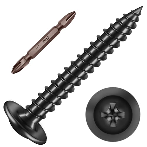 Mywish M6 x 20mm 20Pcs Flat Head Hex Socket Cap Screws Bolts & 250Pcs #8 × 1-1/4 inch Phillips Truss Head Wood Screws, Stainless Steel Screws, Quick Metal Self Tapping, Furniture Bolts Full Thread