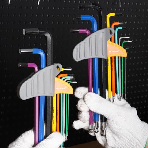 MULWARK 28 PCS Allen Key Set, Long Arm Ball End Hex Key Wrench Set with T-Handle | SAE 1/16–3/8, Metric 1.5–10mm, Torx T10–T50 | S2 Steel Allen Wrenches Set 28 pcs Metric SAE Torx
