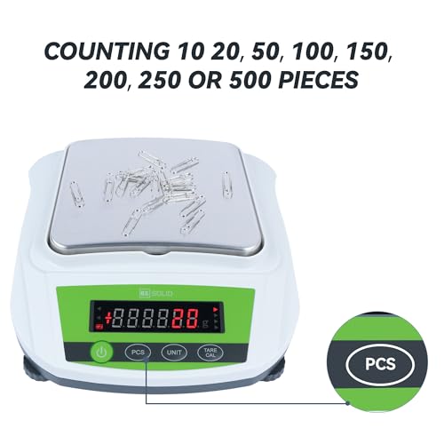 U.S. Solid Precision Balance, 2000g/4.4lb x 0.01g Digital Lab Scale, 6.2" x 5" Rectangular Pan, Piece Counting, g/ct/oz/lb, 100-240V AC & 4xDC 1.5V Battery, Kitchen, Jewelry, Scientific Use Green 2000g x 0.01g