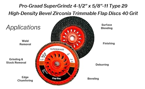 4-1/2" x 5/8-11 40 Grit Type 29 High Density Zirconia Flap Discs, 10 Pack 4-1/2" x 5/8"-11 40 Grit 10.0