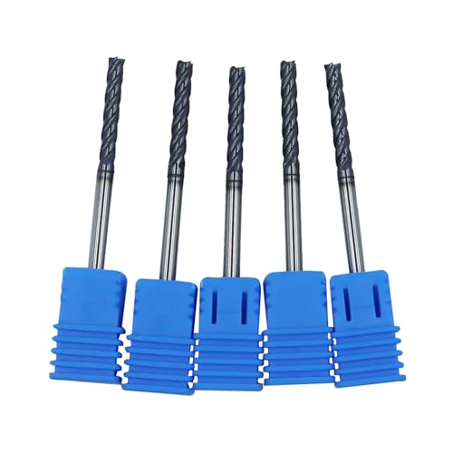 5Pcs 1/8in Solid Carbide Long End Mills, 4 Flute, 30 Degree Helix 5