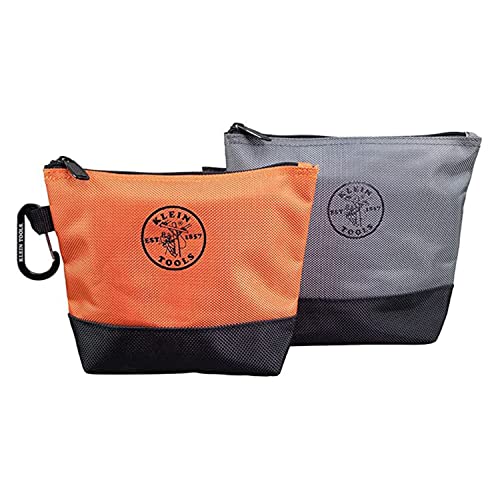 Klein Tools 55470 Utility Bag, Stand-Up Zipper Tool Bags, 2-Pack & 5139B Zipper Bag, Cordura Nylon Tool Pouch with Heavy-Duty Nylon Zipper Close, 12-1/2-Inch, Black