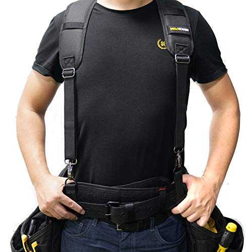 MELOTOUGH Basics Tool Belt Suspender Durable Construction Suspender for Men,Electrician Tool Pouch Tool Belt Pouches with Belt Clip, Electrical Tape Chain, Multiple Pockets Tool Organizer