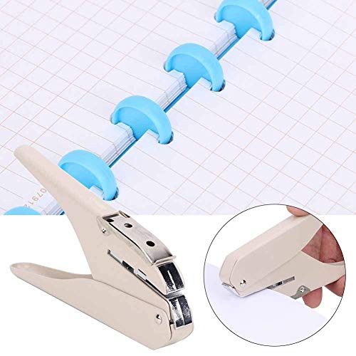 Hole Puncher, Handheld Single Hole Punch with mushroom hole and positioning ruler, Compact Office Supply Page Punching Machine with 6 Sheet Capacity for Home School Business Use pink