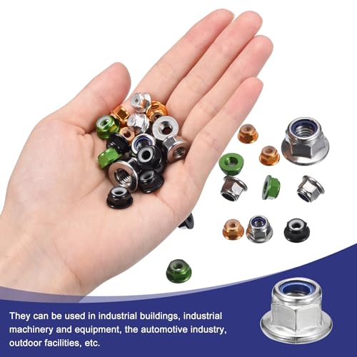 uxcell M10x1.5mm Flange Nylon Insert Lock Nuts 50Pcs 304 Stainless Steel M10-1.5 50