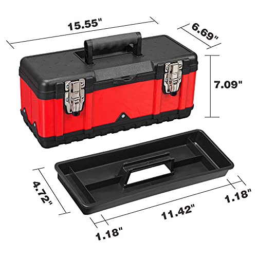 Jack Boss 16" Inch Metal Tool Box and 15.5" Inch Steel Tool Box