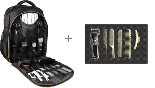 Barber Supplies Backpack Professional &Bigger Size, Professional Hair Cutting Tools Bag ,Large Capacity,Casual Gray,Three layer,Mobile Barber Accessioes Station for Barbers ，with A Hair Cutting Mat