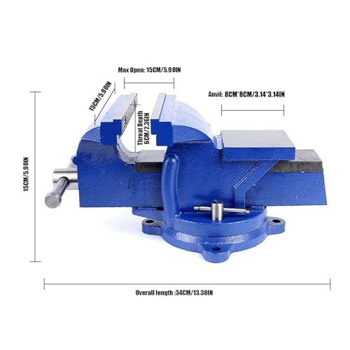 6" Bench Vise Heavy Duty, 360° Swivel Base Cast Steel Table Vise