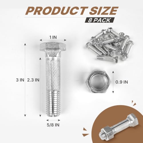 Mobile Home Anchor Bolt with Nut, Expansion Anchor Bolt 8 Pack