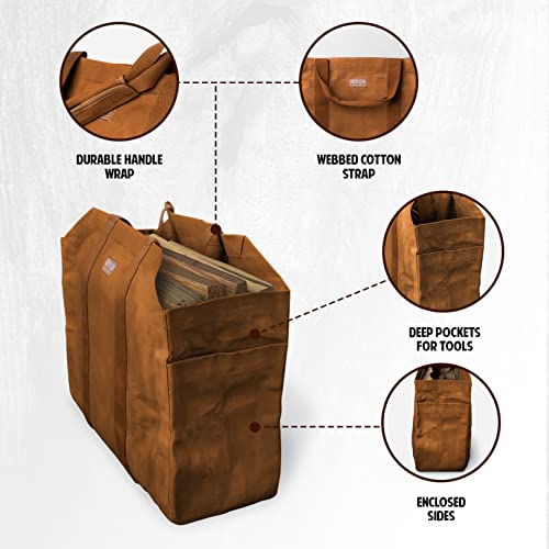 Hudson Durable Goods Deluxe Waxed Canvas Apron and Firewood Carrier Bag Bundle