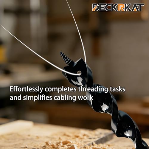 DECKRKAT 54" Flexible Installer Drill Bit - 1" Auger with Fish Eye Hole & Anti-Slip 3-Flat Shank for Wire Pulling Through Walls, Ceilings, Sidewalks. 54X1"
