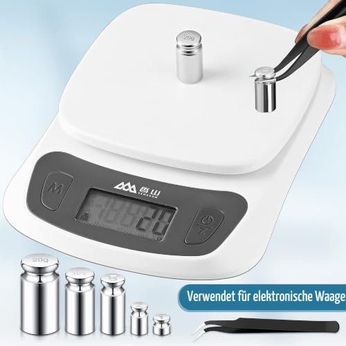 Calibration Weight 1g 2g 5g 10g 20g Calibration Gram Scale Weight Set for Digital Scale Balance and 1 Piece Calibration Weight Tweezer