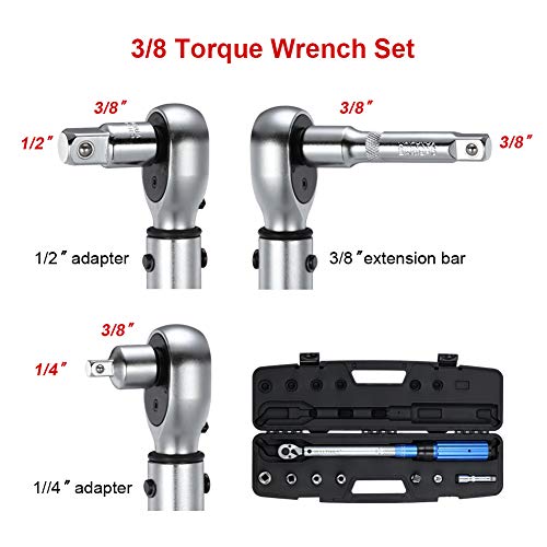 BULLTOOLS 3/8-inch Drive Dual-Direction Click Torque Wrench Set 90-tooth High Accuracy Torque Wrench with Buckle (10-100ft.lb/20-135Nm)