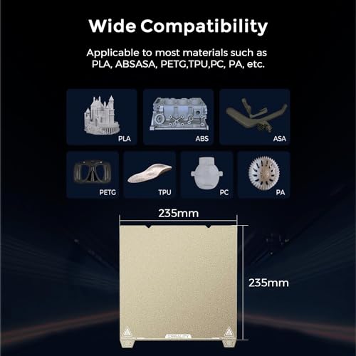 Creality Ender 3 S1 Pro Original Build Plate 235x235mm Magnetic Bed Plate Texture Removable PEI Sheet for Ender 3 V3 SE/Ender 3 V3 KE/Ender 3 S1/Ender 3/Ender 5 S1/Ender 5 Pro/K1/K1C/K1 SE/CR-10 SE Ender 3 S1/S1 Pro PEI Build Plate 235*235mm