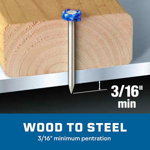 Tapcon 3 Inch Corrosion Resistant Powder Actuated Drive Pin, 100 PCS, with Washer, for Pressure Treated Wood, Made in the USA, Compatible with Tapcon T22, TP22, HS22, & SA27 Powder Actuated Tools ACQ, With Washer 3"