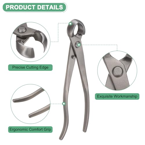 M METERXITY 3Peice Bonsai Tool Set - 8.3 Inch High Carbon Steel Knob Concave Cutter, Bonsai Tree Plants Modeling Tools, Applying to Gardening Pruning Branches/Knobs/Tumors (210mm, Gray)