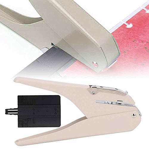 Hole Puncher, Handheld Single Hole Punch with mushroom hole and positioning ruler, Compact Office Supply Page Punching Machine with 6 Sheet Capacity for Home School Business Use pink