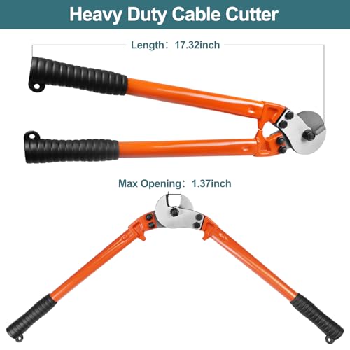 BLIKA 18'' Heavy Duty Cable Cutter, Steel Cable Cutter for Cable Railing, Cuts Up to 5/16" Stainless Steel Wire Rope, Copper and Aluminium Cables 18" 1