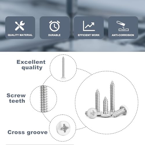 QISHENG 365 PCS #6#8#10 White Painted Phillips Pan Head Wood Screws Assortment Set, Stainless Steel 304 Fastener Kit for Cabinetry & Woodworking #6#8#10 Set
