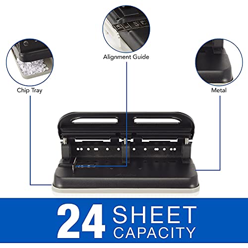 Swingline SWI74150 74150 24-Sheet Easy Touch Two-to-Seven-Hole Precision-Pin Punch, 9/32" Holes, Black Small (1-24)