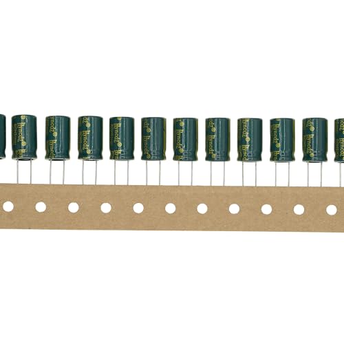 Pack of 50 25V 1000UF 10 x 17mm High Frequency Low ESR Plug-In Aluminum Electrolytic Capacitor with Green Shrink Sleeve 25 Volt 1000UF 25V1000UF