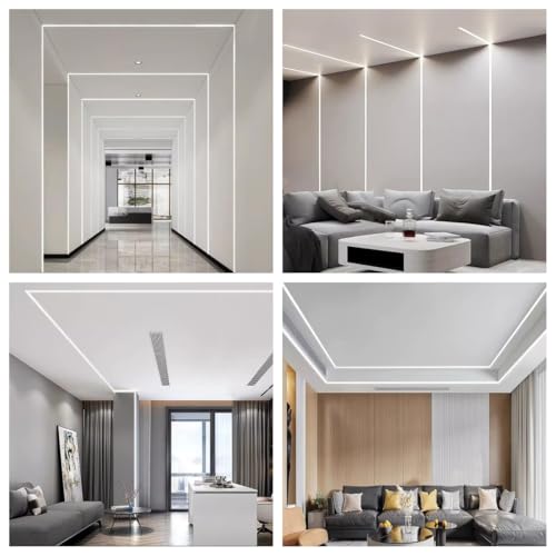 6 Pack 3.3FT/1M Plaster-in LED Channel, led Diffuser Channel Trimless Recessed Drywall Aluminum LED Profile Track for Wall & Ceiling, Milky Diffuser Cover 6 Pack-3.3ft/1Meter