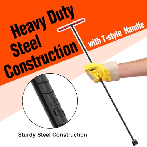 Eapele Water Meter Key 36 inch Enforced Steel T-Handle With 4-way Multi-Functional Universal Cross Key 36inch