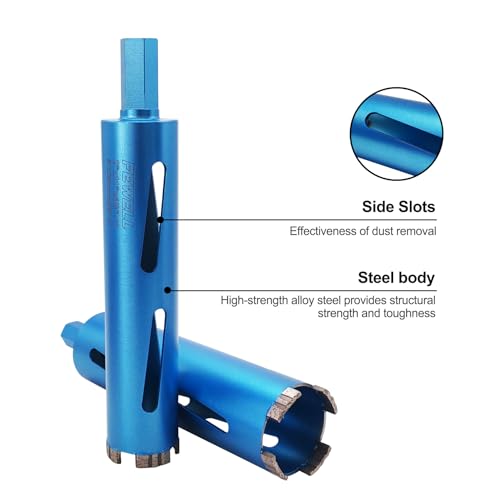 FEWELL 2" Diamond Core Drill Bits,9" Drilling Depth with Laser Segments 2 in