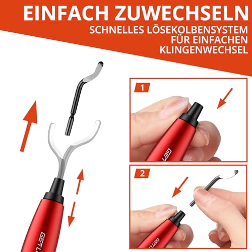 GETLITOOL Deburring with 16 Blades, 360° Rotating Blade, Hand Deburrer, Metal Handle with Storage Space, Universal Deburring Tool for 3D Printers, Plastic, Stainless Steel, Aluminum, Metal (Red)