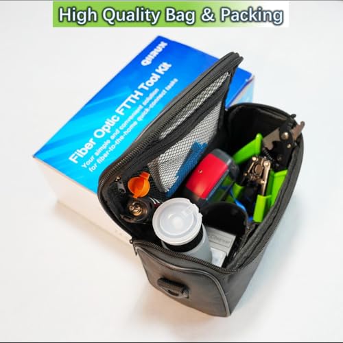 Fiber Optic Tool Kit, VFL + OPM 10 Wavelength + RJ45 Network Test, FTTH FiberTermination Kit with FiberCleaver & Strippers for Telecom Contractors & Home Fiber Installation
