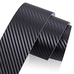 Spurtar Carbon Fiber Vinyl Tape, 2 Inch x 20ft Universal Chrome Black Dry Carbon Fiber Wrap Car Door Edge Guards Detailing Tape Overlay Wrap Roll DIY 3D Protective Anti-Scratch Sticker 5 CM x 600 CM 2 Inch x 20 ft