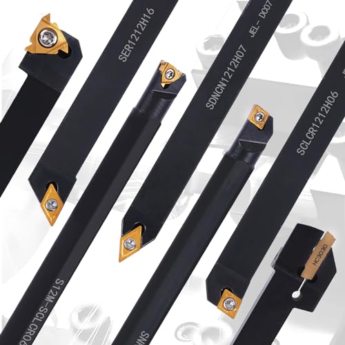Indexable Lathe Turning Tool 1/2" 12mm Shank 21PCS Kit for Turning 7pcs 1/2" Shank +14pcs Inserts