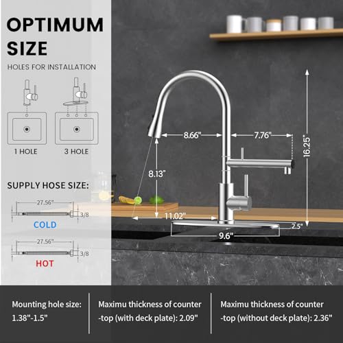 FEELSO Kitchen Faucets with Filter + 2 Pack Replacement Filters FL1