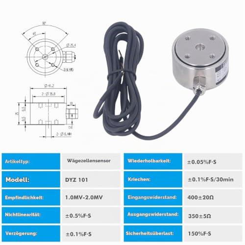 Load Cell Sensor, 500 kg Load Cell Weight Sensor, Columns Load Cell Weighing Sensor Scale Sensor Weight Sensor Industrial Load Cell Weight Sensor for Weighing Tests (Pull, Pressure, Traction Force)