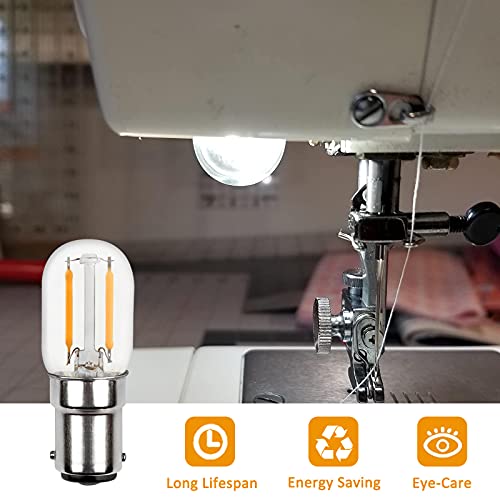 Akynite Bulb B15d LED 230 V for Sewing Machine, Double Contact, 2 W LED Replaces Incandescent Bulbs B15 15 W, Cool White 6000 K, 150 LM, Not Dimmable, Bayonet B15d Small Bulb, Set of 2 B15d Cool White