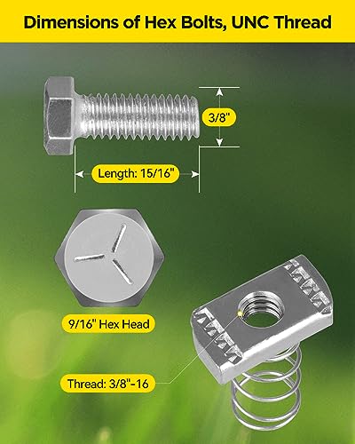 3/8"-16 Spring Channel Nut and Bolt - 16 Pack, 1/2″ Drive 3/4″ (19mm) Strut Channel Impact Socket