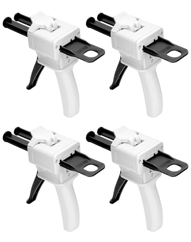 QWORK 50ml Dispensing Gun Kit, Impression Mixing Dispensing Gun, 1: 1/1: 2 AB Ratio, Static Mixer Mixing Nozzle, 4 Pack