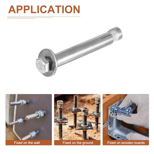 DTGN M8 x 80 Hex Expansion Bolts - 30Pack - Good for Concrete Dry Brick Block Walls - 304 Stainless Steel - Silver 30