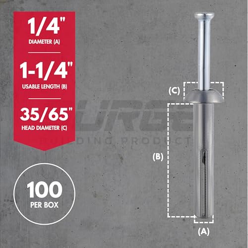 1/4" x 1-1/4" Hammer Drive Nail in Concrete Anchor (Box of 100) 1/4" x 1-1/4"